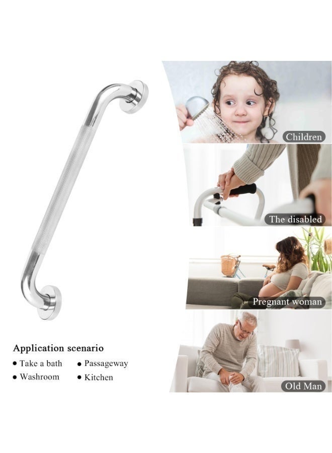 WALALLA 2Pack 304 Stainless Steel Shower Grab Bar - 40cm Anti-Slip Safety Rail for Elderly & Pregnancy Support | Heavy Duty Bathroom Handrail with Secure Mounting (Grid Pattern) - Image 3